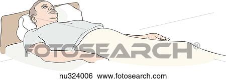 Stock Illustration - Adult male lying in hospital bed.. Fotosearch