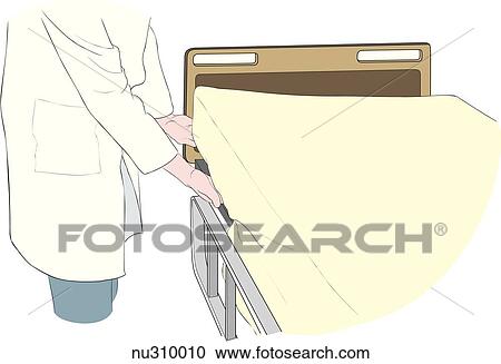 Body of nurse shown tucking end of triangular linen fold under mattress to complete mitered corner. View Large Illustration Clipart - Body of nurse shown tucking end of triangular linen fold under mattress to complete mitered corner.. Fotosearch