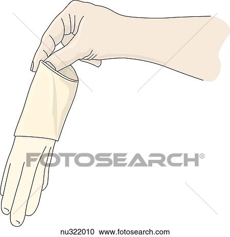 Hand lifts glove, holding so that fingers of glove dangle downward. View Large Illustration Clipart - Hand lifts glove, holding so that fingers of glove dangle downward.. Fotosearch