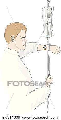 Hands of nurse shown clamping IV tubing. View Large Illustration Stock Illustration - Hands of nurse shown clamping IV tubing.. Fotosearch