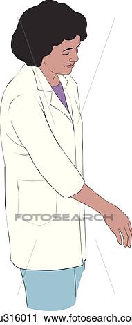 Healthcare professional reaching and looking downward. View Large Illustration Clip Art - Healthcare professional reaching and looking downward.. Fotosearch