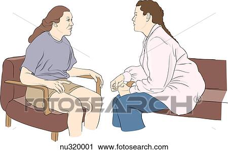 Insurance provider on right discusses insurance coverage with a young woman. View Large Illustration Clip Art - Insurance provider on right discusses insurance coverage with a young woman.. Fotosearch