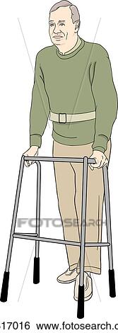 Male patient wearing transfer belt walks with walker. View Large Illustration Stock Illustration - Male patient wearing transfer belt walks with walker.. Fotosearch