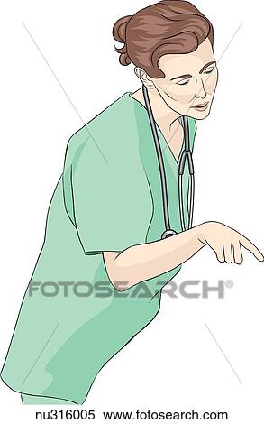 Nurse pointing. View Large Illustration Stock Illustration - Nurse pointing.. Fotosearch
