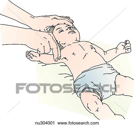 Technique showing how to assess the brachial pulse in an infant. View Large Illustration Clip Art - Technique showing how to assess the brachial pulse in an infant.. Fotosearch