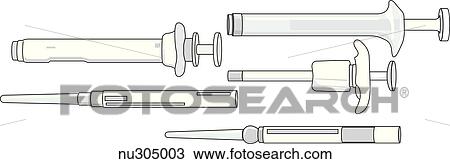 Various prefilled cartridges and holders for dispensing medication. View Large Illustration Drawing - Various prefilled cartridges and holders for dispensing medication.. Fotosearch