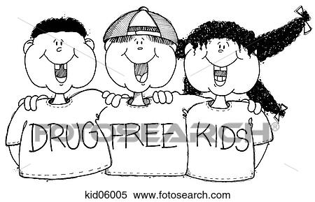 イラスト の ３人の子供たち 身に着けていること シャツ 発言 Drug 無料で Kids イラスト Kid Fotosearch