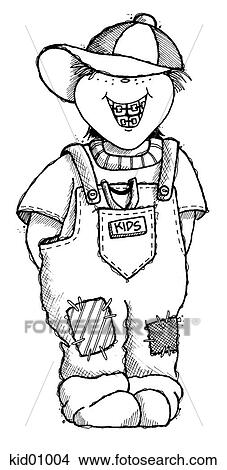 Stock Illustration - Drawing of boy smiling, showing braces.. Fotosearch