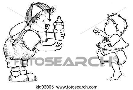 Illustration of baby taking first steps. View Large Illustration Stock Illustration - Illustration of baby taking first steps.. Fotosearch