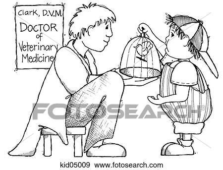 Illustration of boy bringing bird in cage to veterinarian. View Large Illustration Stock Illustration - Illustration of boy bringing bird in cage to veterinarian.. Fotosearch