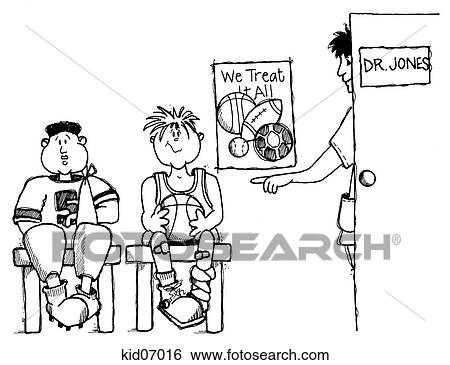 Stock Illustration - Illustration of boys waiting to have their sports physical examination.. Fotosearch