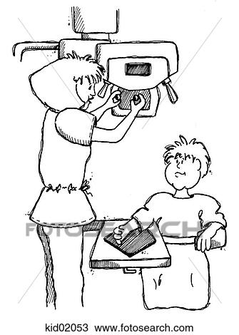 Illustration of child having arm x-rayed. View Large Illustration Drawing - Illustration of child having arm x-rayed.. Fotosearch
