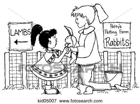 Illustration of child petting a rabbit at a petting farm. View Large Illustration Stock Illustration - Illustration of child petting a rabbit at a petting farm.. Fotosearch