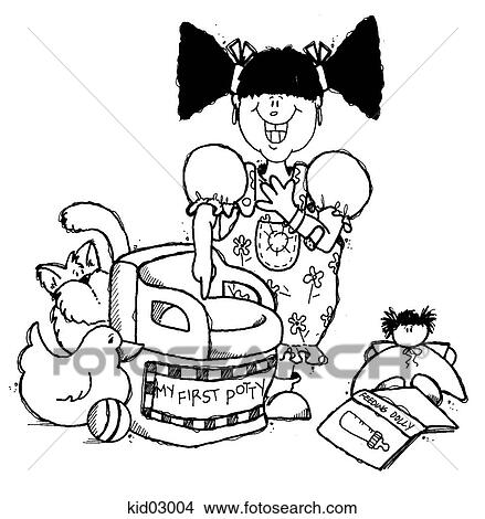 Stock Illustration - Illustration of child with potty chair.. Fotosearch