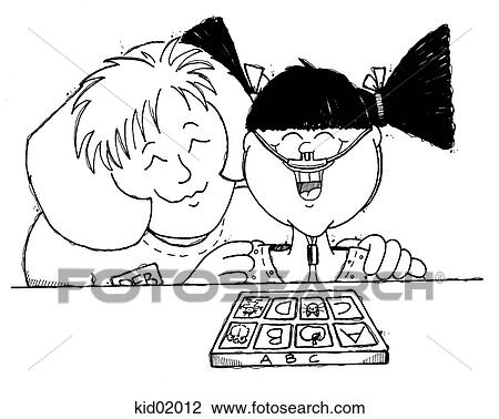 Illustration of child with respiratory therapist. View Large Illustration Drawing - Illustration of child with respiratory therapist.. Fotosearch