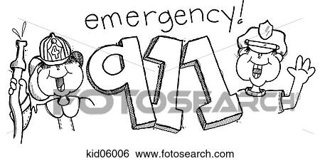 Illustration of children dressed as policeman and fireman on 911 sign. View Large Illustration Stock Illustration - Illustration of children dressed as policeman and fireman on 911 sign.. Fotosearch