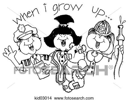 Stock Illustration - Illustration of children dressed up as who they want to be when grown up.. Fotosearch