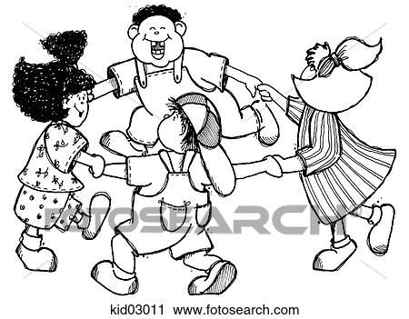 Illustration of children playing ring around the rosie. View Large Illustration Clip Art - Illustration of children playing ring around the rosie.. Fotosearch