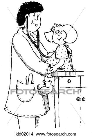 Stock Illustration - Illustration of doctor examining girl.. Fotosearch