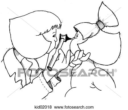 Stock Illustration - Illustration of doctor examining child's eye.. Fotosearch