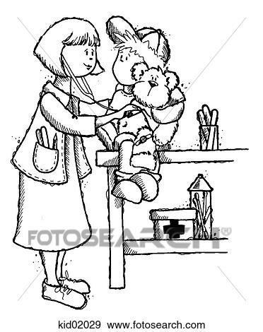 Illustration of doctor listening to child's heart. View Large Illustration Stock Illustration - Illustration of doctor listening to child's heart.. Fotosearch