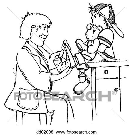 Stock Illustration - Illustration of doctor putting cast on boy's leg.. Fotosearch