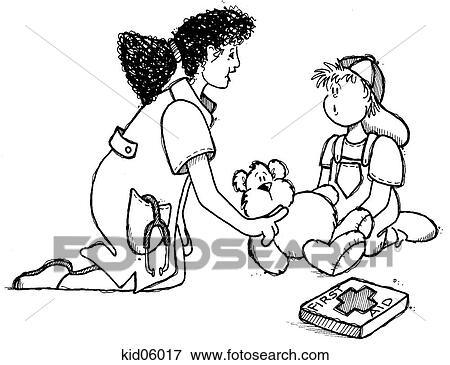 Illustration of doctor teaching first aid to child using teddy bear for practice. View Large Illustration Stock Illustration - Illustration of doctor teaching first aid to child using teddy bear for practice.. Fotosearch