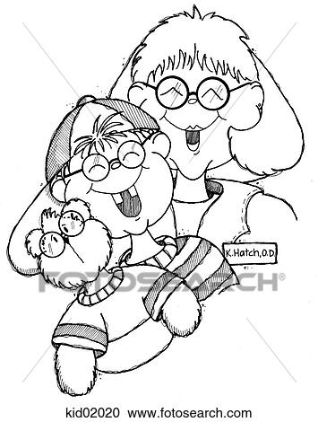 Illustration of eye doctor with child and teddy, all wearing glasses. View Large Illustration Clipart - Illustration of eye doctor with child and teddy, all wearing glasses.. Fotosearch