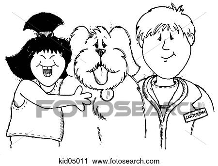 Illustration of girl, dog, and the veterinarian. View Large Illustration Clip Art - Illustration of girl, dog, and the veterinarian.. Fotosearch