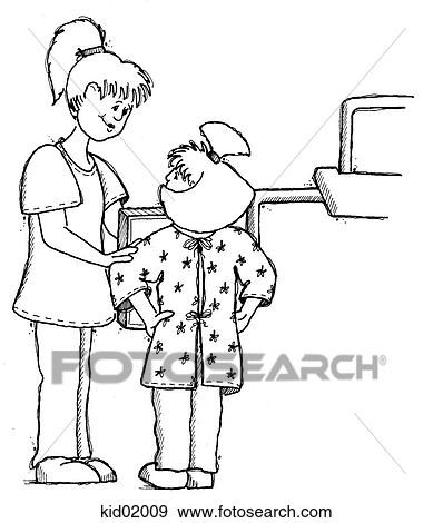 Stock Illustration - Illustration of girl getting ready for chest x-ray.. Fotosearch