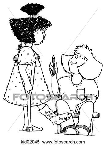 Illustration of girl having leg cast signed. View Large Illustration Stock Illustration - Illustration of girl having leg cast signed.. Fotosearch