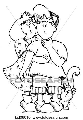 Clipart - Illustration of girl using Heimlich maneuver on boy.. Fotosearch