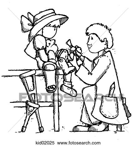 Illustration of girl with broken leg. View Large Illustration Stock Illustration - Illustration of girl with broken leg.. Fotosearch