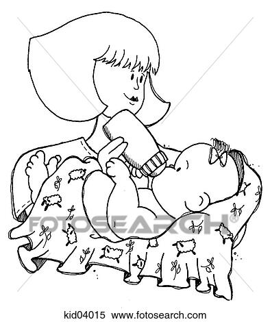 Stock Illustration - Illustration of mother feeding new baby.. Fotosearch