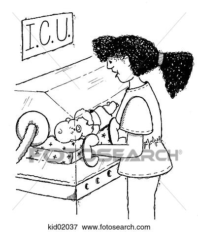 Illustration of nurse with premature infant in incubator in Intensive Care Unit. View Large Illustration Stock Illustration - Illustration of nurse with premature infant in incubator in Intensive Care Unit.. Fotosearch