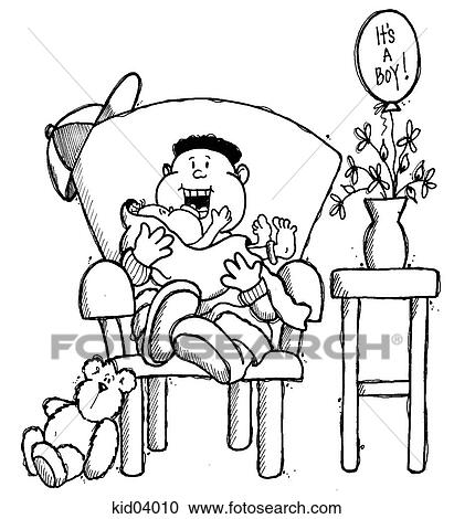 Illustration of older brother holding new baby. View Large Illustration Clipart - Illustration of older brother holding new baby.. Fotosearch