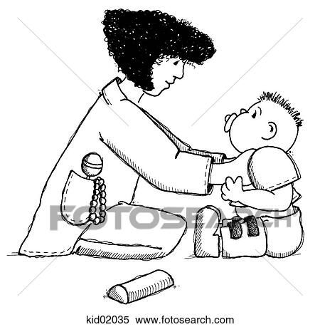 Stock Illustration - Illustration of physical therapist with baby.. Fotosearch