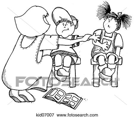 Illustration of teacher telling children to keep their hands to themselves. View Large Illustration Stock Illustration - Illustration of teacher telling children to keep their hands to themselves.. Fotosearch