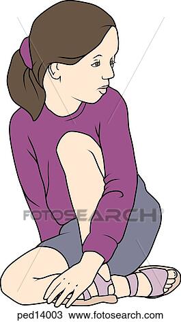 Child on floor day dreaming. View Large Illustration Drawing - Child on floor day dreaming.. Fotosearch