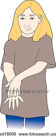 Stock Illustration - Girl scratching her hand.. Fotosearch
