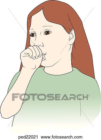Girl sucking on thumb. View Large Illustration Clip Art - Girl sucking on thumb.. Fotosearch