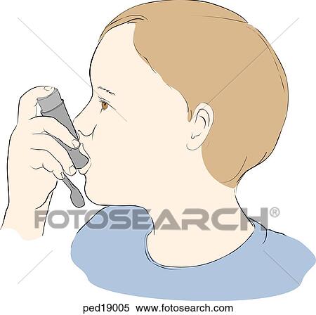 Illustration of boy demonstrating proper use of metered dose inhaler with open-lip technique; canister mouthpiece is surrounded by lips. View Large Illustration Stock Illustration - Illustration of boy demonstrating proper use of metered dose inhaler with open-lip technique; canister mouthpiece is surrounded by lips.. Fotosearch