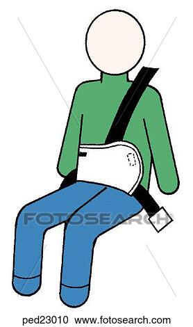 Image showing child with correct placement of shoulder harness using seat belt modifier. View Large Illustration Clipart - Image showing child with correct placement of shoulder harness using seat belt modifier.. Fotosearch