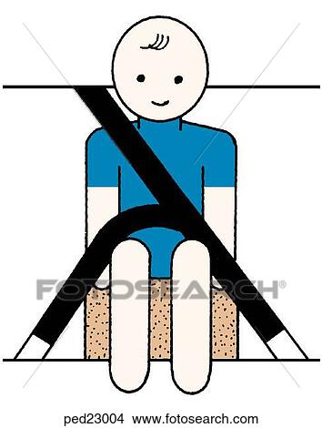 Images showing child using shoulder and lap belts with a booster seat. View Large Illustration Stock Illustration - Images showing child using shoulder and lap belts with a booster seat.. Fotosearch