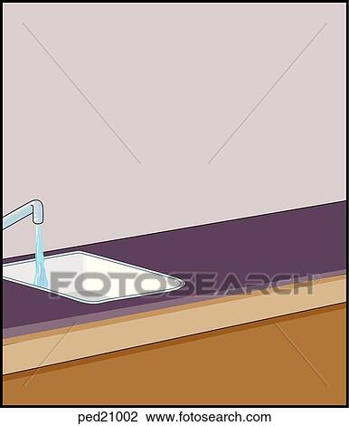 Drawing - Sink with cold running water.. Fotosearch