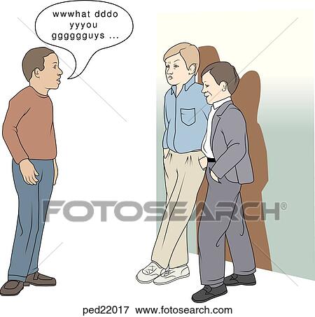 Stuttering child trying to talk to peers. View Large Illustration Stock Illustration - Stuttering child trying to talk to peers.. Fotosearch