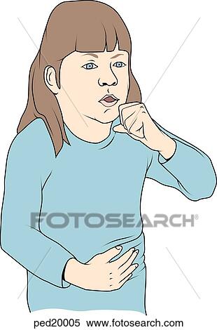 Stock Illustration - Young girl coughing.. Fotosearch
