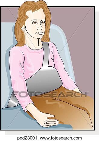 Young girl in rear seat of car wearing a safety device that modifies the position of existing three-point seatbelt to fit her correctly. View Large Illustration Clip Art - Young girl in rear seat of car wearing a safety device that modifies the position of existing three-point seatbelt to fit her correctly.. Fotosearch