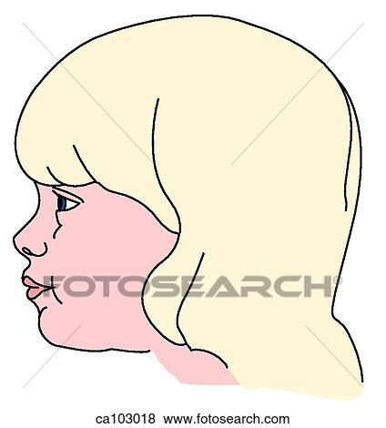 Head of female child, lateral View Large Illustration Stock Illustration - Head of female child, lateral. Fotosearch