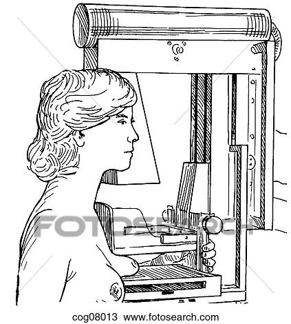 Breast, screening mammography View Large Illustration Drawing - Breast, screening mammography. Fotosearch